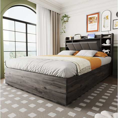 Cama matrimonio con almacenaje y USB 140x200 OKMYHOME (1/5)