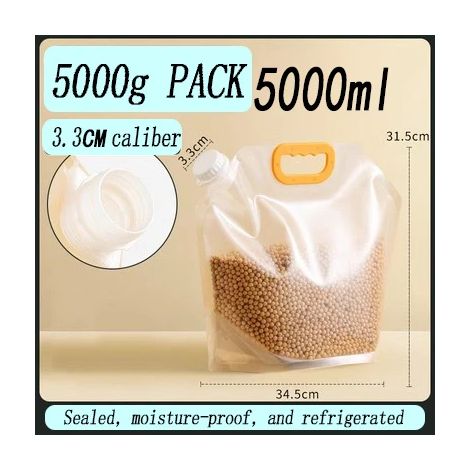 Sac de conservation des céréales (5 L - 5 kg - 1 pièce) - Sac hermétique portable pour céréales, anti-insectes et anti-humidité, idéal pour conserver les céréales fraîches dans la cuisine ou pour boir (1/5)