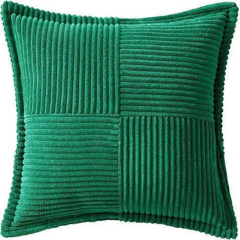 Housses de coussins en velours côtelé avec empiècements, housses de coussins de canapé douces à rayures horizontales décoratives texturées (1/5)