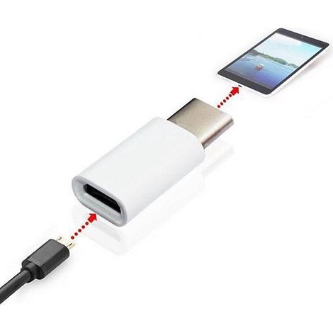 Adaptateur USB-C mâle vers Micro USB femelle - 3 cm - Blanc - Convertisseur Type-C (1/5)