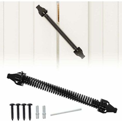 Chiudiporta a molla da 35,6 cm, chiudiporta automatico in metallo regolabile, molla di chiusura nera per cancelli in legno e vinile (360 mm) - Crezuo