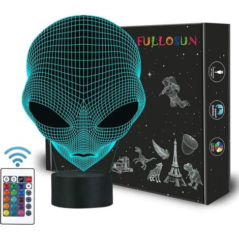 Lampe de nuit LED 3D martien avec projection et télécommande, veilleuse 16 couleurs pour chambre d'enfant, décor alien (1/5)