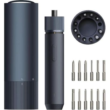 3,6-V-Akkuschrauber, 4 Nm Drehmoment, 12 S2-Stahlbits, All-in-One-Design, USB-C-Ladeanschluss, LED-Licht/Schatten, 3 Drehmomentstufen, 1500-mAh-Akku (1/5)