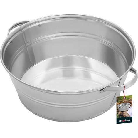 Bassine Ronde En Acier Galvanisé 13 L - Résistante Corrosion - Jardin Cuisine Lessive - Diamètre 40 Cm