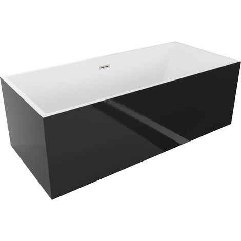 Mexen Vigo freistehende Badewanne 178,5 x 80 cm, weiß/schwarz, gebürsteter Nickelüberlauf - 51251788 (1/5)