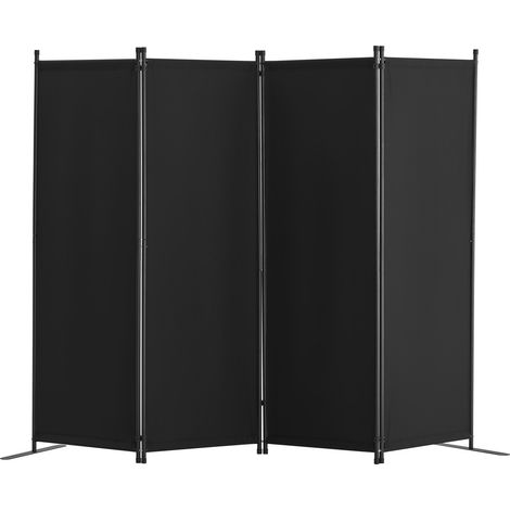 Cloison de séparation en tissu, séparateur de pièce pliable à 4 panneaux, paravent de confidentialité intérieur pour bureau, chambre, salle à manger, maison, autoportant, 228x45x172,5 cm, noir (1/5)
