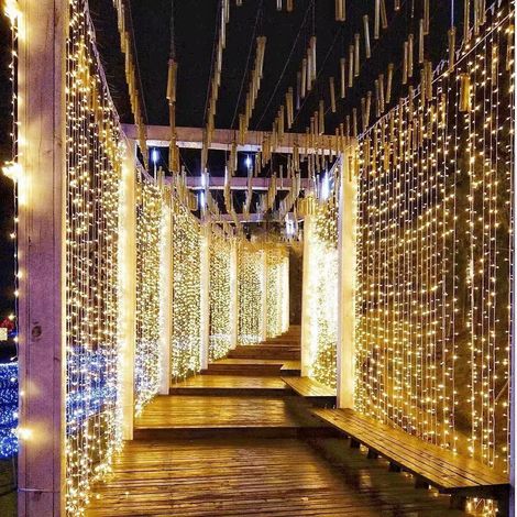 RCBBETT ZA SAS Rideau lumineux style glaçon, 6 m x 3 m 600 LED blanc chaud, 8 modes, étanche, sur secteur, décoration de Noël pour fenêtre, mur, balcon, intérieur et extérieur (1/5)