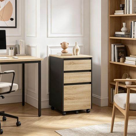Classeur mobile avec roulettes, armoire de lit élégante et fonctionnelle pour rangement, vendue uniquement avec l’armoire de lit (1/5)