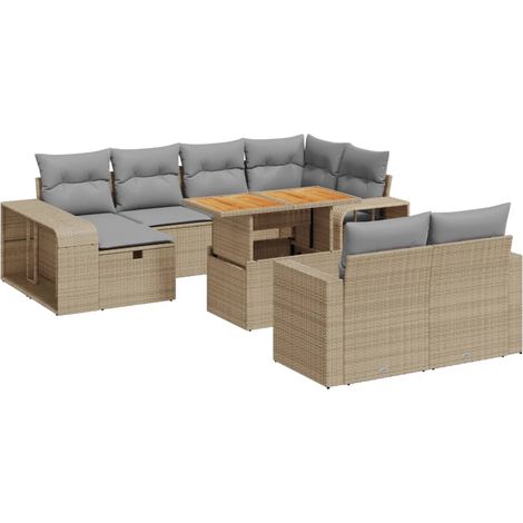 Maison Exclusive - Set de sofás de jardín 11pzas con cojines ratá (1/3)