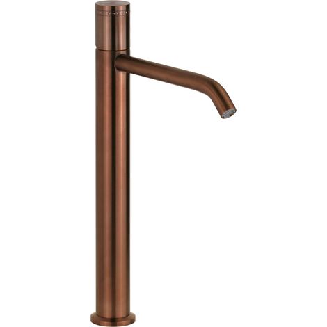 Miscelatore lavabo alto monoforo acciaio PVD rame spazzolato con maniglia luxury senza piletta di scarico Pollini Oud 25133IRA  PVD Rame Spazzolato