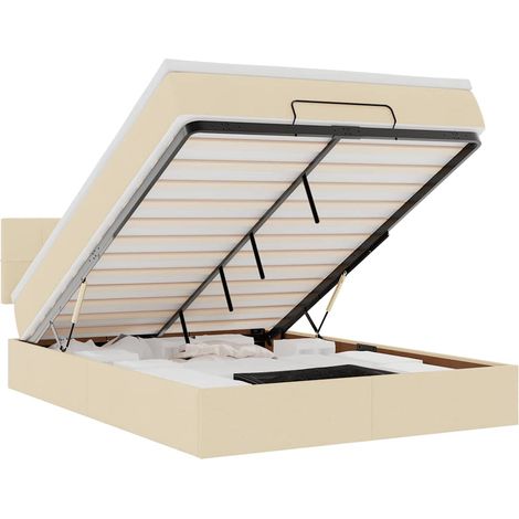 Maison Exclusive - Cama otomana con colchón de tela color crema 1 (1/5)
