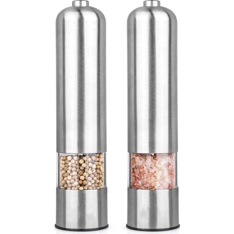 Molinillo automático de sal y pimienta de acero inoxidable con alimentación por batería y luz LED. (1/3)