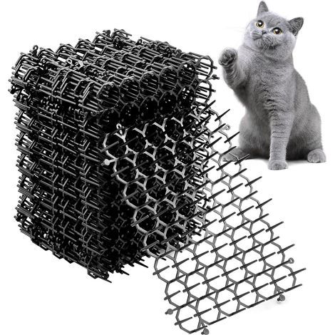 12 Anti-Cat Mats, 20.5x15cm, PP Plastic Spikes, Repellent Grid for Indoor and Outdoor Gardens (1/5)