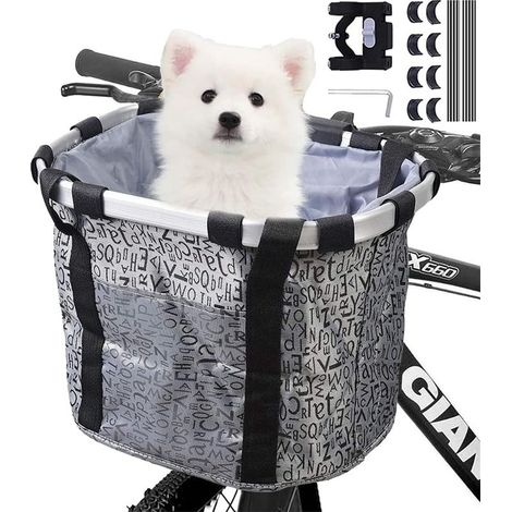 Shmshng – Panier de vélo amovible pour petit animal – Tissu Oxford imperméable – Charge max 11 lbs – Fixation rapide sur guidon (1/5)