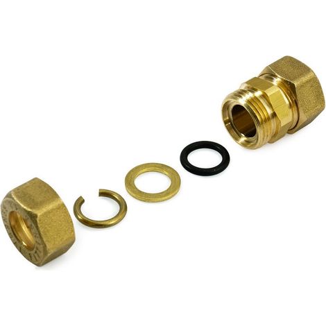 Raccordo M a compressione 14x14 in ottone con anello di serraggio ed O-ring di tenuta, per tubo rame 120000H141400A