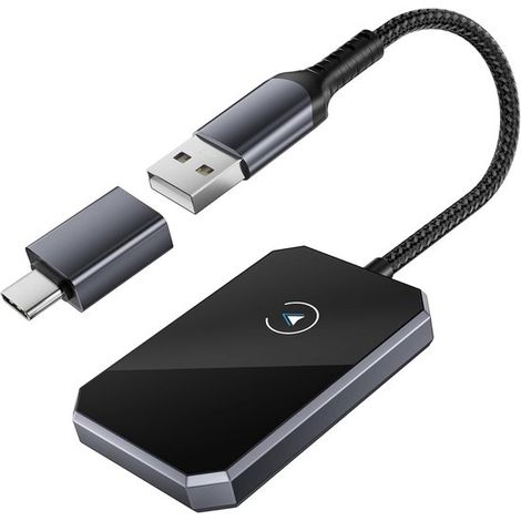 Adaptador CarPlay, Nuevo adaptador Bluetooth inalámbrico 2024, convierte CarPlay con cable en inalámbrico (1/5)