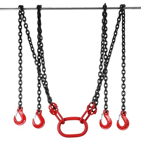 Mophorn Élingue à chaîne 5/16" x 10 pi, palan à moteur G80 avec crochets, capacité de 11 000 lb, crochets de préhension à 4 pattes pour levage de moteur (1/5)