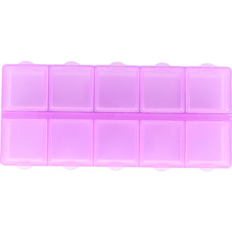 10 compartiments carrés violet boîte de rangement en plastique pour perles bijoux DIY art ongles (1/5)