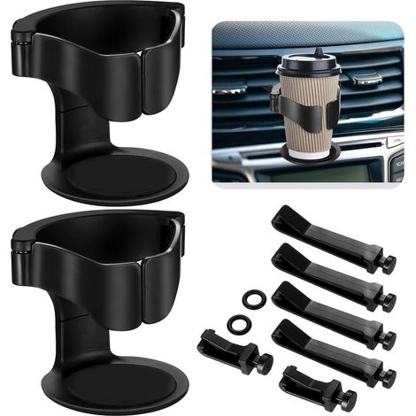 2 Pièces Porte-Gobelets Auto Ventilation, Support Bouteille Voiture Universel, Porte-Boisson Réglable avec Cendrier, pour Canettes, Tasses à Café et Autres, Noir (1/5)