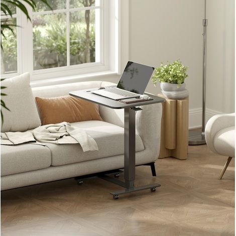 Bureau assis-debout réglable 65x48x73-110 cm en bois noir, gain de place pour bureau FloraGrace (1/5)