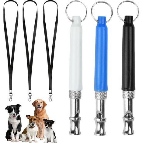 Lot de 3 sifflets pour chien - Rappel - Haute fréquence - Silencieux - Avec cordon réglable - Pour rappel et arrêt des aboiements - Idéal pour l'entraînement - Compact - Communication (1/5)