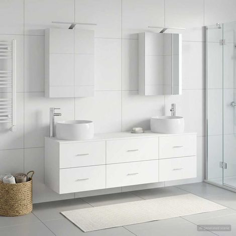 vidaXL Bathroom Furniture Set 5 pcs White Engineered Wood and Glass (1/5)