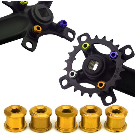 5 Vis en Alliage Aluminium Doré 7mm pour Plateau Vélo - Ultra-Légères et Résistantes (1/4)