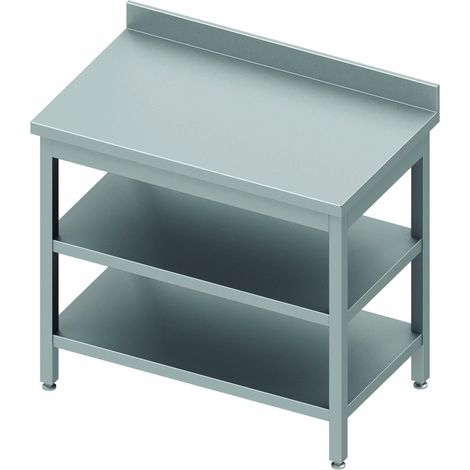 Table Inox Avec 2 Etagères & Dosseret - Gamme 800 - Stalgast
