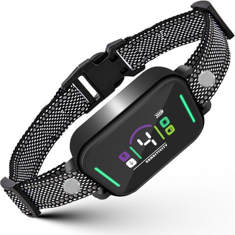 Collare Antiabbaio Elettronico con Display LCD Colorato, 4 Modalità e 8 Livelli di Sensibilità, Ricaricabile USB, Design Moderno ed Elegante in Plastica Resistente, Ideale per Addestramento Cani da 3, (1/5)