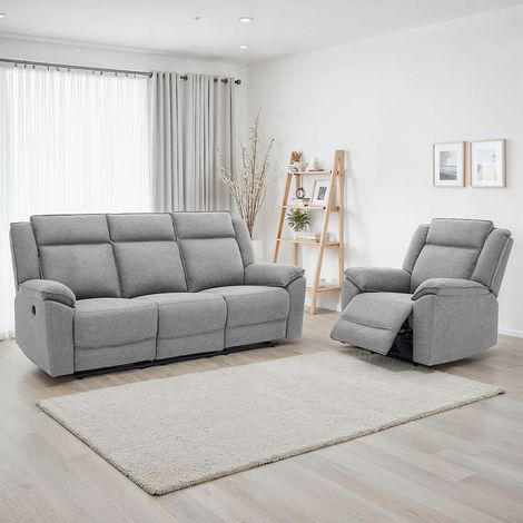 Skye 3+1 Linen Electric Recliner Sofa Set (Grey) (1/5)