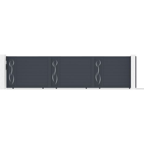 Portail coulissant 6m LIFE H.140 aluminium gris (1/5)