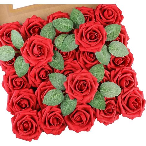 Künstliche Blumen, vielseitig für Veranstaltungen, mit integrierter Beleuchtung, Rot (1/2)