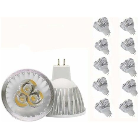 Ampoule LED MR16 Ampoule LED MR16 3W blanc chaud GU5.3 Ampoule LED MR16 12V 3W Ampoule spot LED, adaptée à l'éclairage paysager sur rail encastré, équivalent halogène 20W, 10 packs