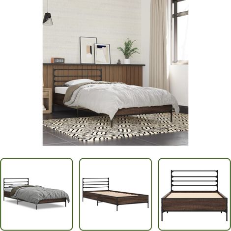 Lit bois - Cadre de lit sans matelas chêne marron 100x200 cm (1/5)
