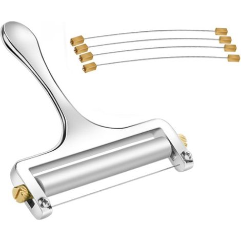 Trancheuse à fromage - Ustensiles de cuisine - Accessoires de Cuisine - Acier inoxydable - 4 fils de rechange inclus - 11,5 x 12,5 x 1,1 cm - Argent (1/5)