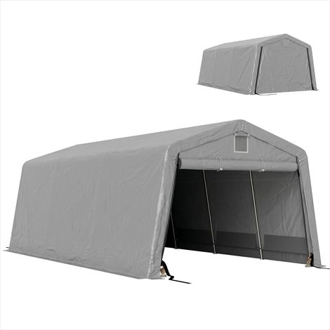 Tonnelle de jardin Abri de voiture acier 6,2 x 3,3 x 2,4 m gris (1/5)