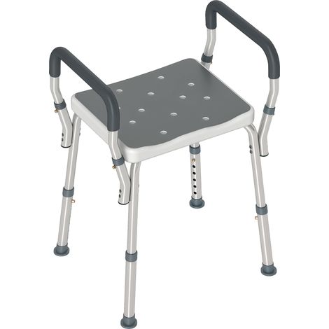 Tabouret de douche réglable en hauteur 52x45x69 cm Blanc Gris