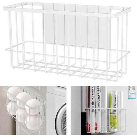Étagère à épices - Panier magnétique - Espace de Rangement pour buanderie, Cuisine et réfrigérateur - Adhère aux Surfaces magnétiques - Magnétisme Puissant (Blanc) (1/5)