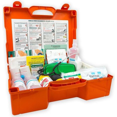 CASSETTA PRONTO SOCCORSO """MEDIC 4""" (3 LAVORATORI) CM 46X34,5X14,5H