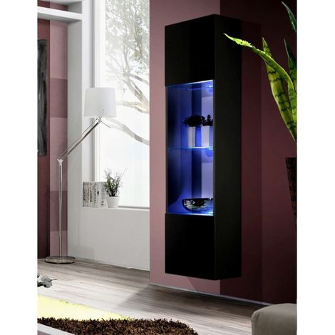 Vitrine LED Murale Design "Fly C3" 170cm Noir (1/4)
