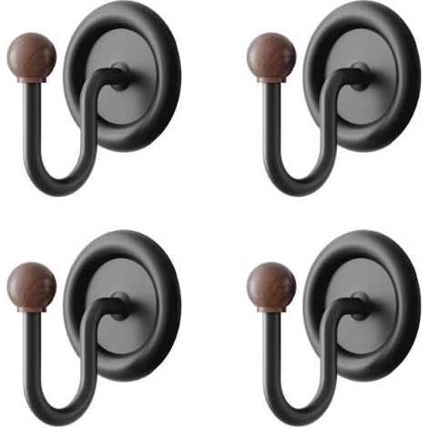 Lot de 4 Crochets Adhésifs Sans Percer – Ronds avec Veines de Bois, Multifonction pour Serviettes & Robes de Bain, Supports à Murs pour Salle de Bain, Cuisine, Toilette & Buanderie (1/5)