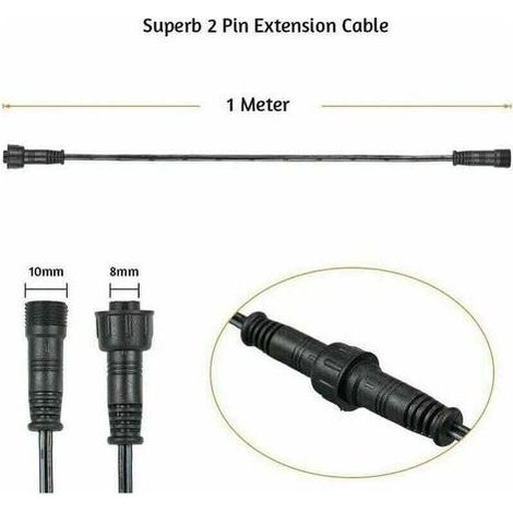 Câble Rallonge 10 Pièces pour Spots LED Encastrables Étanche IP67 1M 2 Broches avec Connecteurs Mâle et Femelle Ortviai