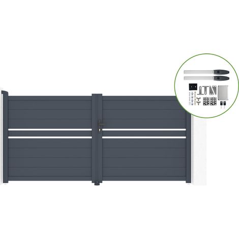 Portail battant 3m CIMONE H.140cm alu + motorisation HICKER B200 (1/4)
