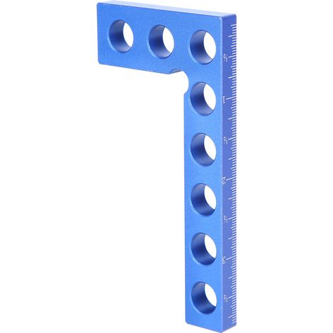 Équerre de positionnement à 90 degrés, règle d'angle droit, outils de menuiserie, règle en pouces 0-100 mm, bleue (1/5)