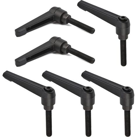 6PCS M8 Clamping Lever Handle, 32MM Adjustable Machine Handles M8 Stainless Steel Male Thread Handle (Black)