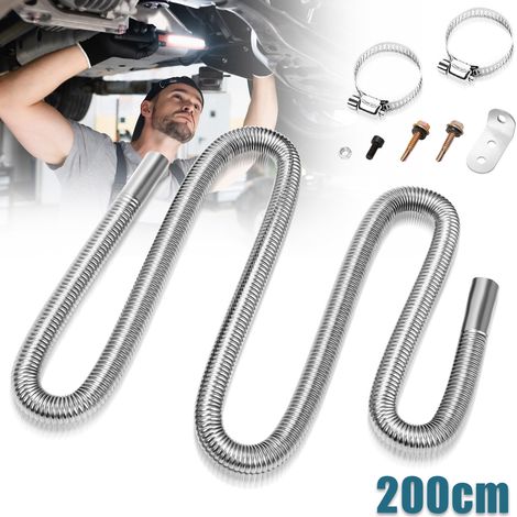 TolleTour Tuyau d’échappement inox 200 cm Ø 25 mm pour chauffage à air diesel, conduit pliable pour voiture, fourgon et camion (1/5)