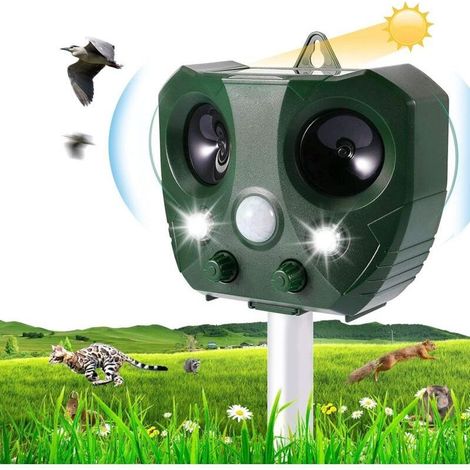 Ultraschall-Haustierabwehrgerät – wasserdicht – solarbetrieben – für Garten, Bauernhof, Hof – 5 Modi, Bewegungsmelder und leistungsstarkes LED-Blinklicht (1/5)