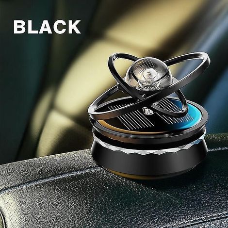 Porte-parfums rotatif en alliage à lévitation magnétique solaire, ornement créatif pour voiture, décoration de voiture, accessoires du système solaire et des planètes, noir (1/5)