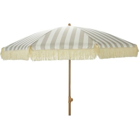 Parasol de jardín con rayas taupe y blanco, 183 x 200 cm (1/2)