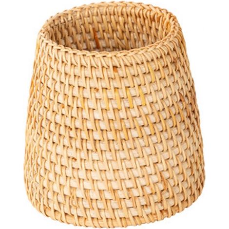 Portapenne in rattan intrecciato a mano per pennelli da trucco e articoli da ufficio (forma conica) (1/4)